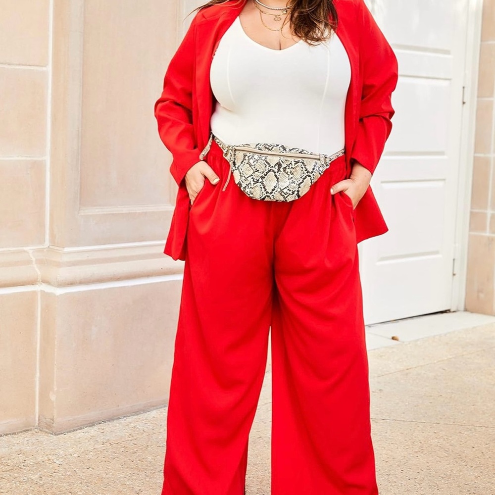 The Drop Women's Flame Red Wide Leg Pants